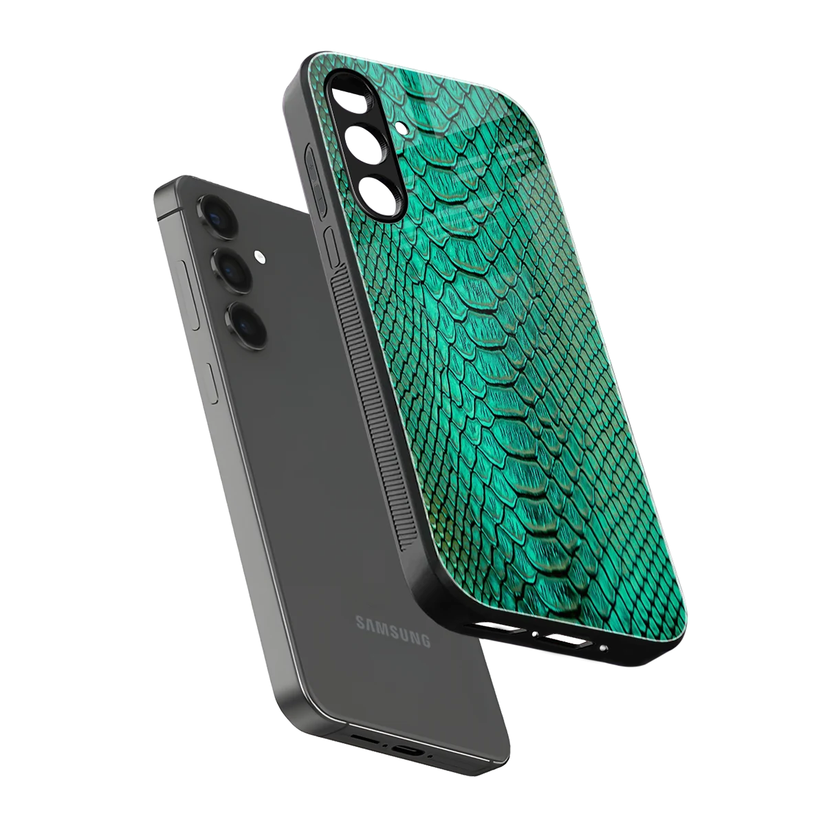 Croco Emerald sleek samsung galaxy a14 5g cover with tempered glass back and TPU edges
