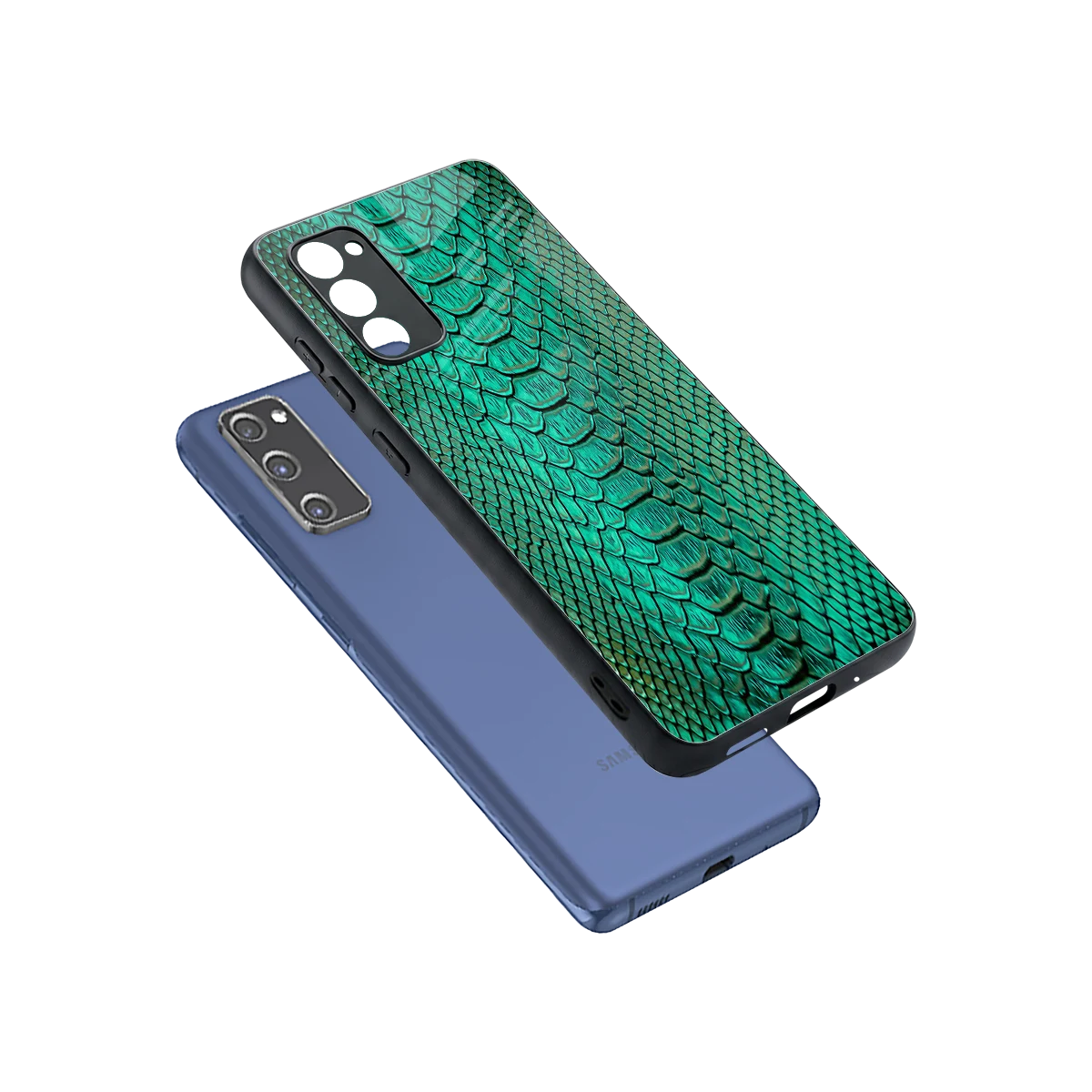 Croco Emerald sleek samsung galaxy s20 fe cover with tempered glass back and TPU edges