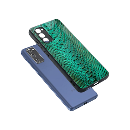 Croco Emerald sleek samsung galaxy s20 fe cover with tempered glass back and TPU edges