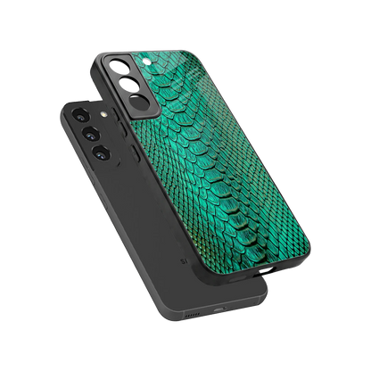 Croco Emerald sleek samsung galaxy s22 cover with tempered glass back and TPU edges