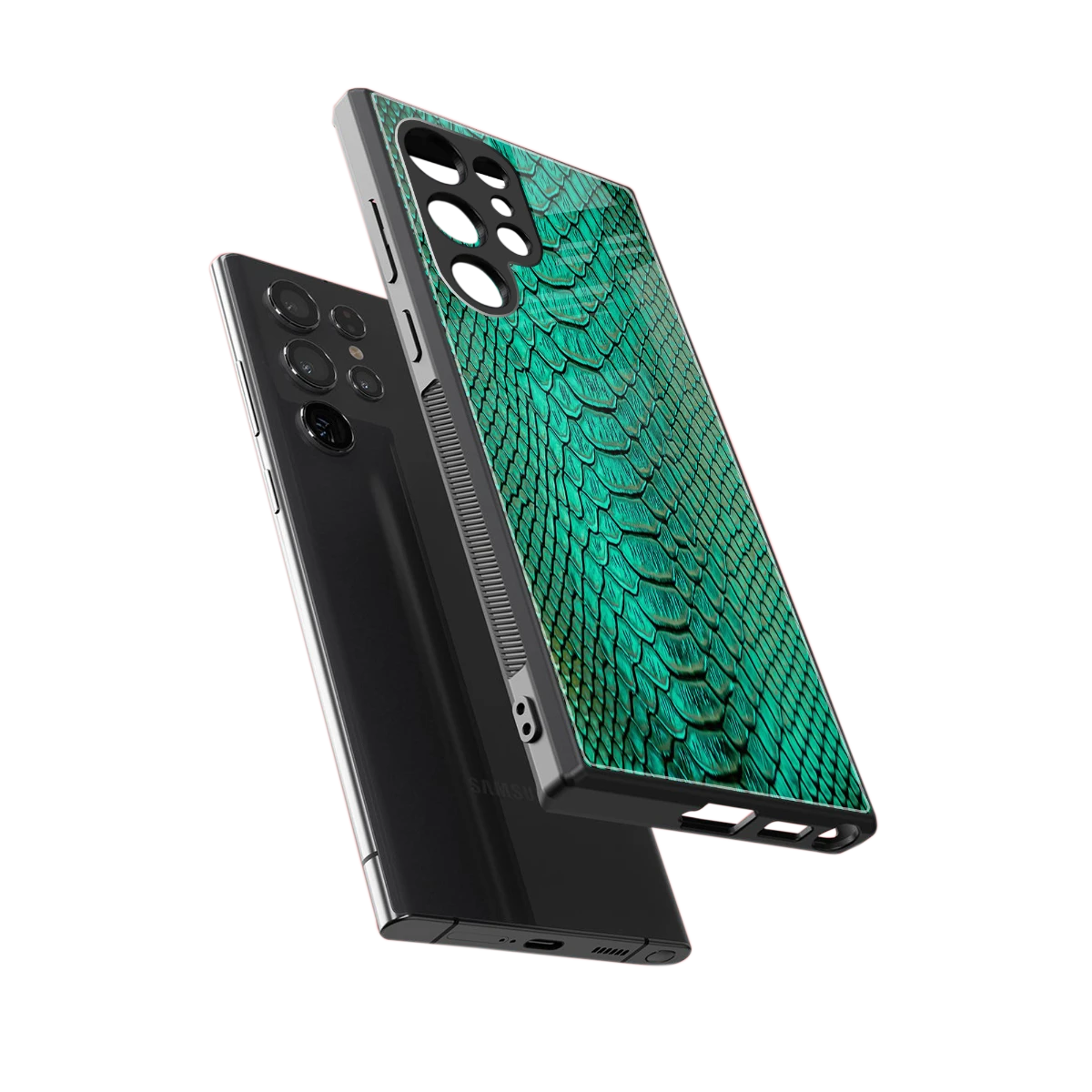 Croco Emerald sleek samsung galaxy s23 ultra cover with tempered glass back and TPU edges