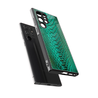 Croco Emerald sleek samsung galaxy s23 ultra cover with tempered glass back and TPU edges