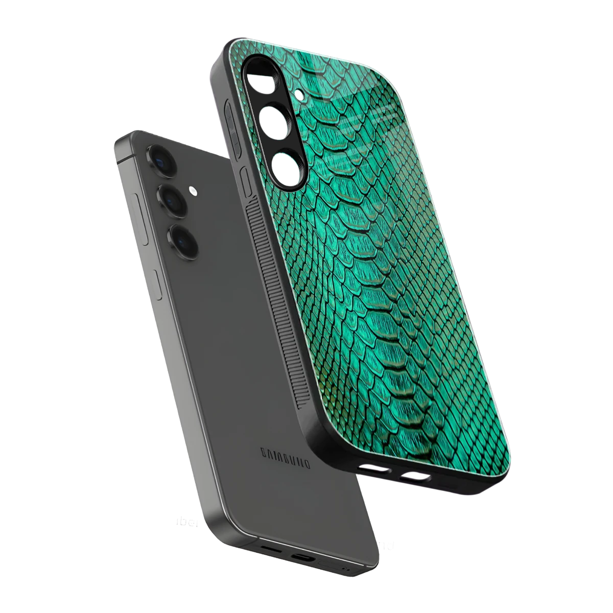 Croco Emerald sleek samsung galaxy s25 cover with tempered glass back and TPU edges