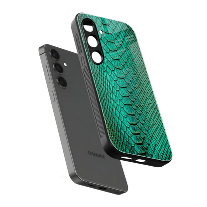 Croco Emerald sleek samsung galaxy s24 cover with tempered glass back and TPU edges