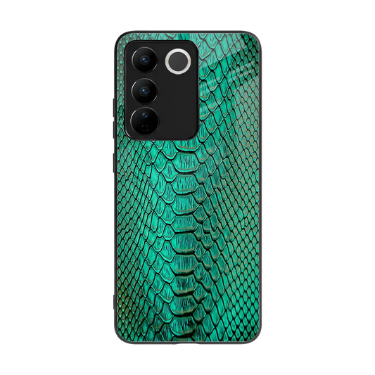 Croco Emerald back phone cover | glass case for vivo v27 5g