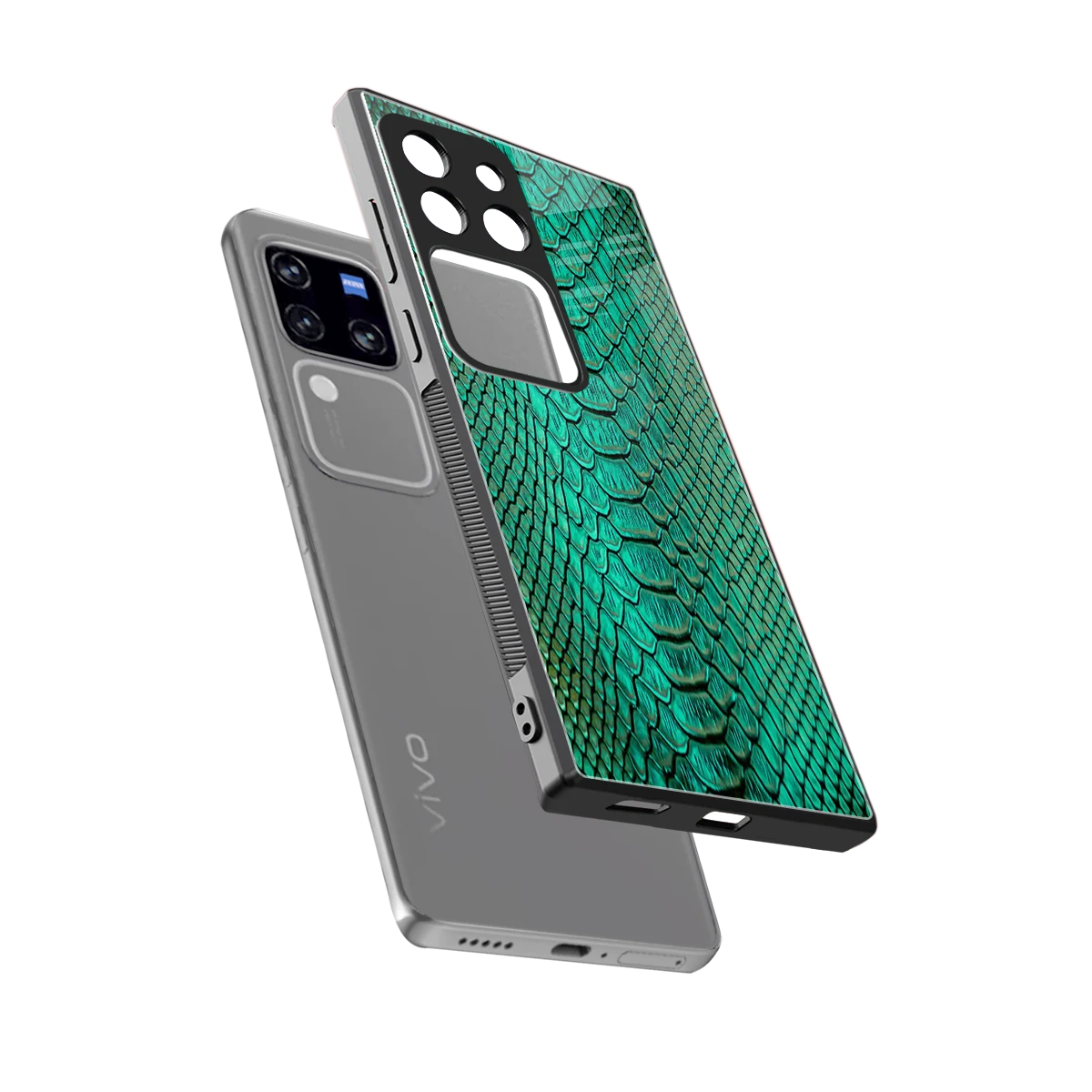 Croco Emerald sleekvivo v30 pro cover with tempered glass back and TPU edges