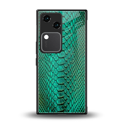 Croco Emerald back phone cover | glass case for vivo v30