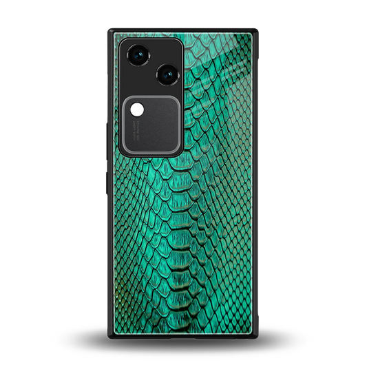 Croco Emerald back phone cover | glass case for vivo v30