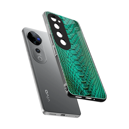 Croco Emerald sleek vivo v40 pro cover with tempered glass back and TPU edges