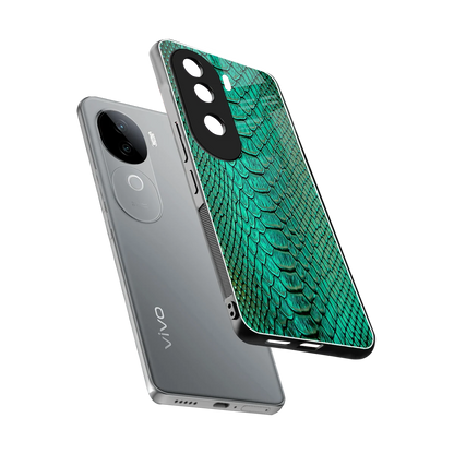 Croco Emerald sleek vivo v40e cover with tempered glass back and TPU edges