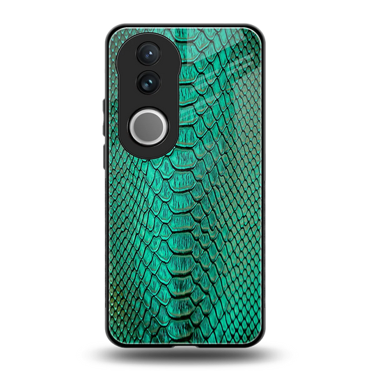 Croco Emerald back phone cover | glass case for vivo v50
