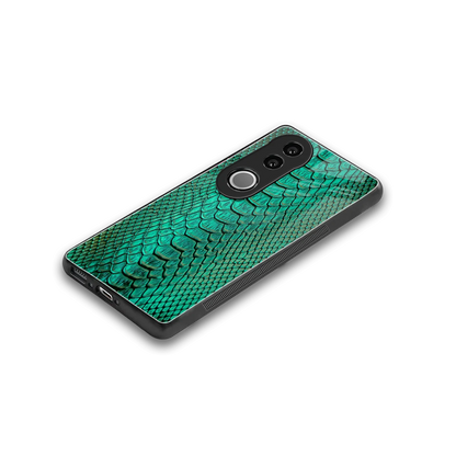 Croco Emerald stylish phone case for vivo v50 | glossy glass and slim fit