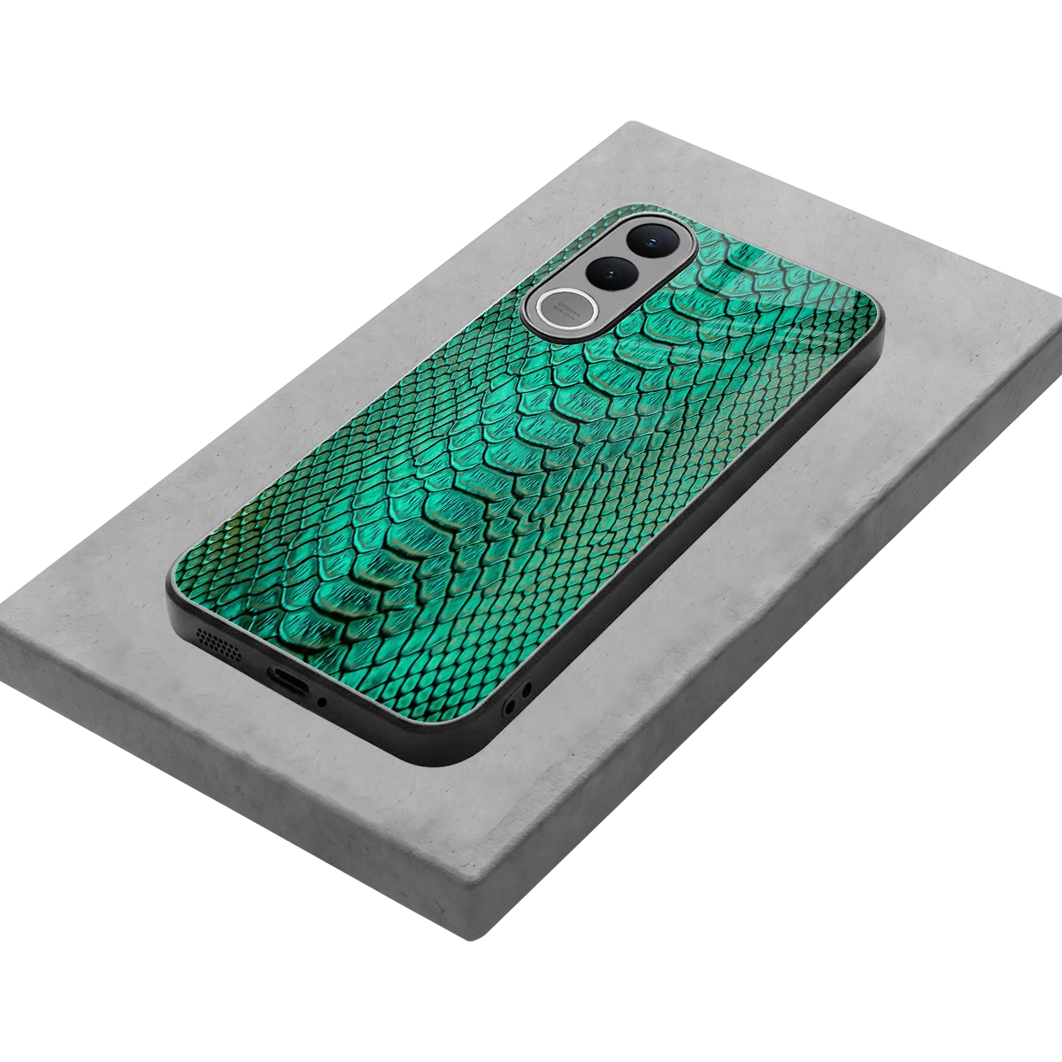 Croco Emerald stylish phone case for vivo v70 fe | glossy glass and slim fit