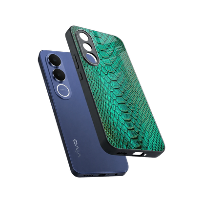 Croco Emerald sleek vivo v70 fe cover with tempered glass back and TPU edges