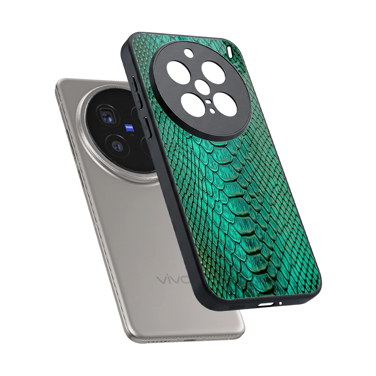 Croco Emerald sleek vivo x200 pro cover with tempered glass back and TPU edges