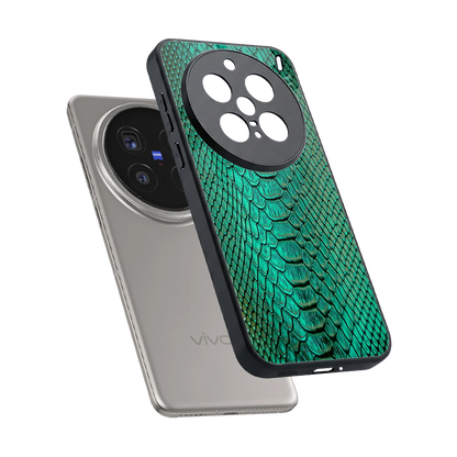 Croco Emerald sleek vivo x200 pro cover with tempered glass back and TPU edges