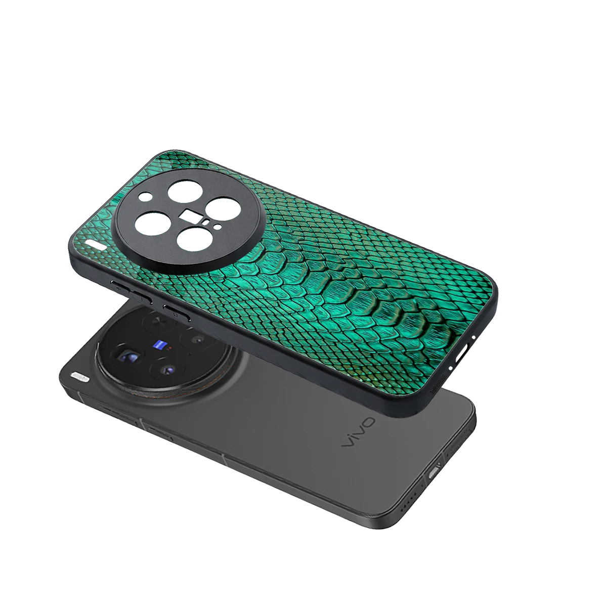 Croco Emerald sleek vivo x300 pro cover with tempered glass back and TPU edges
