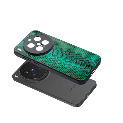 Croco Emerald sleek vivo x300 pro cover with tempered glass back and TPU edges