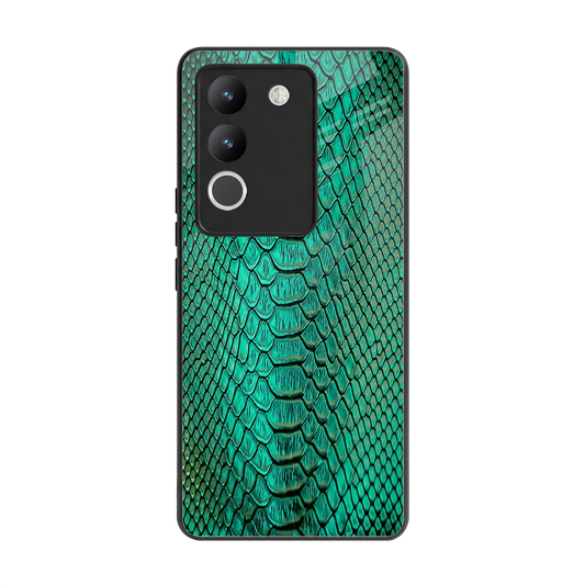 Croco Emerald back phone cover | glass case for vivo y200 5g
