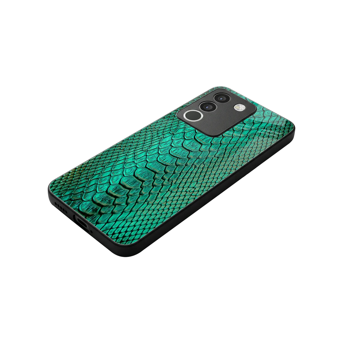 Croco Emerald stylish phone case for vivo y200 5g | glossy glass and slim fit