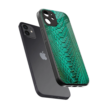 Croco Emerald sleek iphone 11 cover with tempered glass back and TPU edges