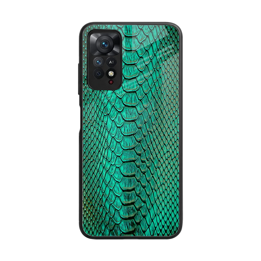 Croco Emerald back phone cover | glass case for redmi note 11 pro