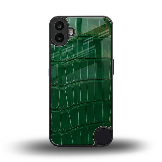 Croco Green back phone cover | glass case for cmf nothing phone 1