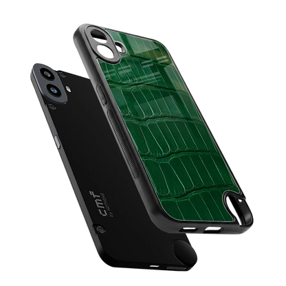 Croco Green sleek cmf nothing phone 1 cover with tempered glass back and TPU edges
