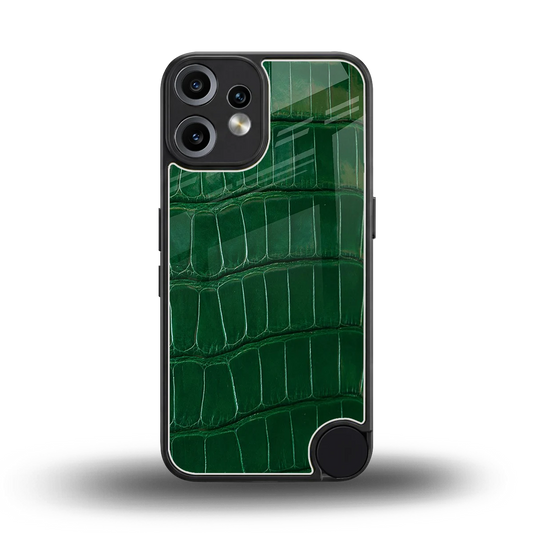 Croco Green back phone cover | glass case for cmf nothing phone 2 pro