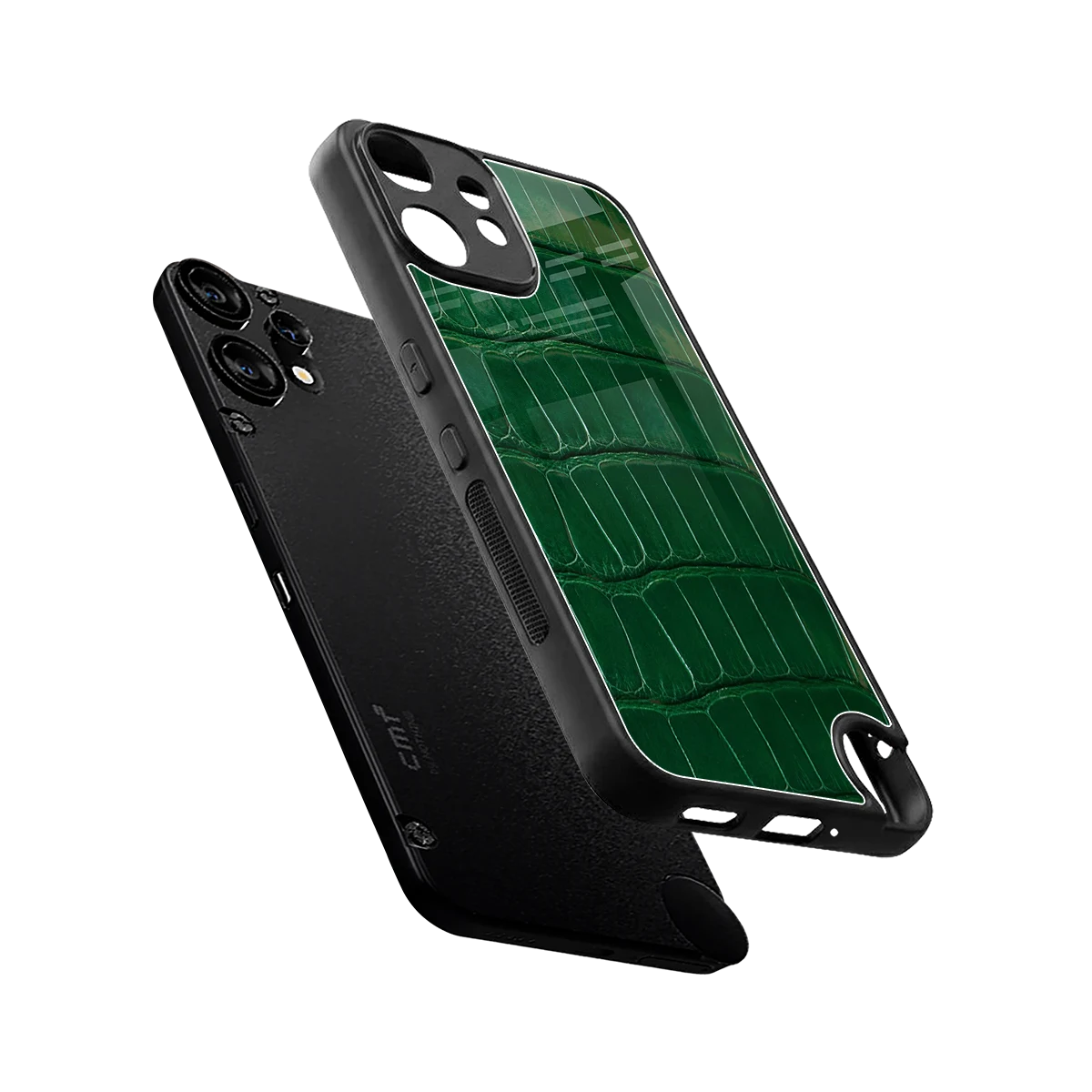 Croco Green sleek cmf nothing phone 2 pro cover with tempered glass back and TPU edges