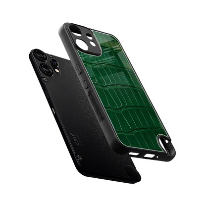 Croco Green sleek cmf nothing phone 2 pro cover with tempered glass back and TPU edges
