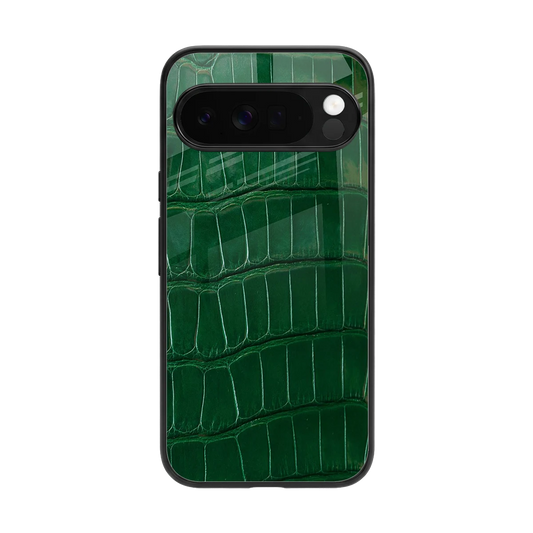 Croco Green back phone cover | glass case for google pixel 10 pro xl