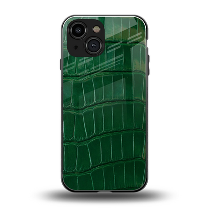 Croco Green back phone cover | glass case for iphone 13 mini