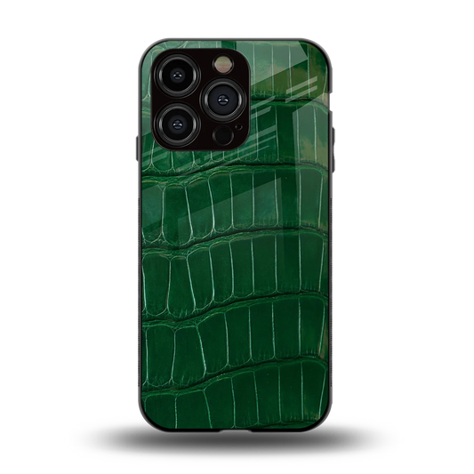Croco Green back phone cover | glass case for iphone 13 pro