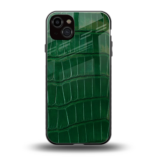 Croco Green back phone cover | glass case for iphone 14 plus