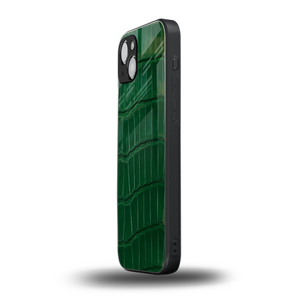 Croco Green iphone 14 plus mobile cover | shockproof glass phone case