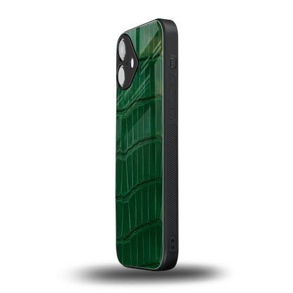 Croco Green iphone 16 plus mobile cover | shockproof glass phone case