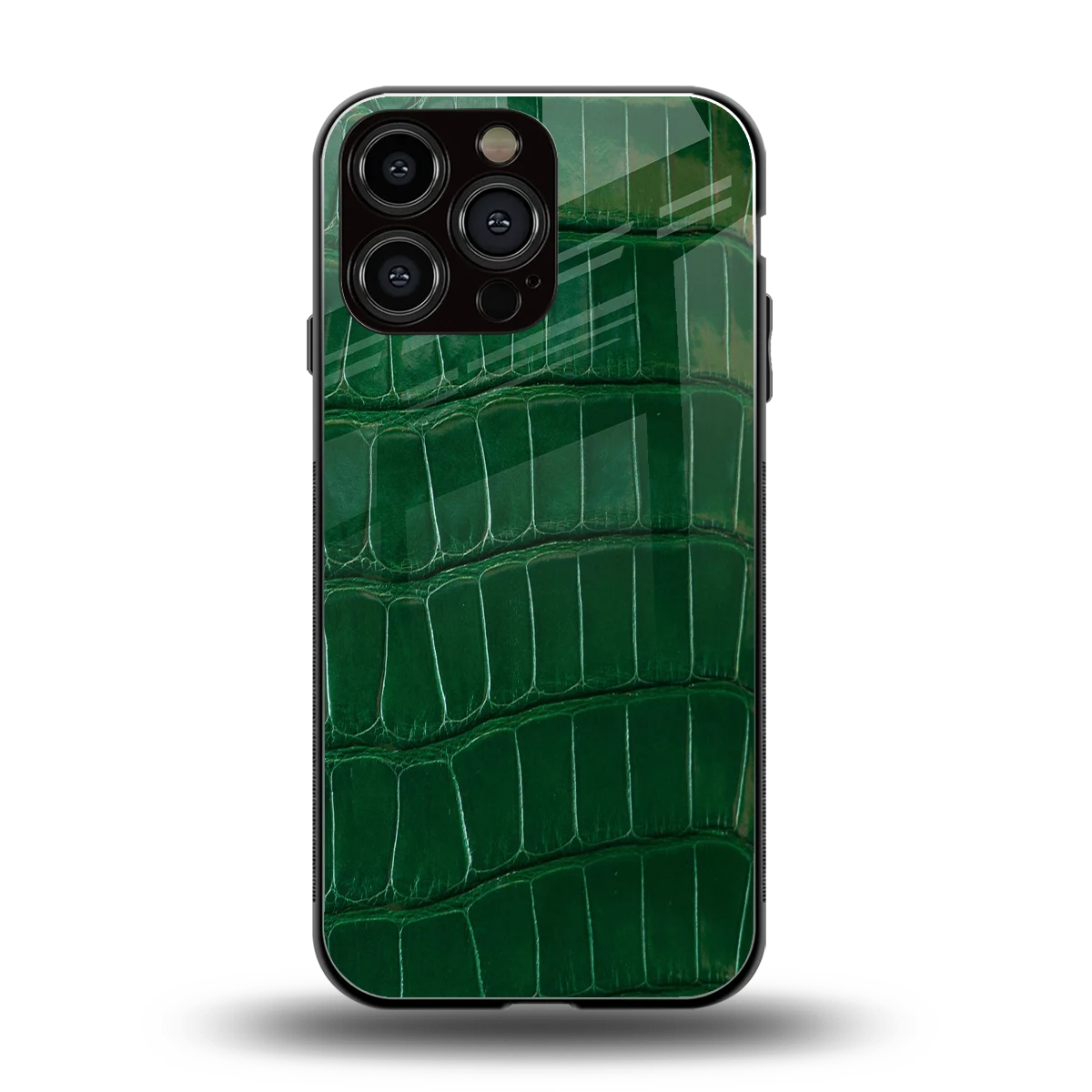 Croco Green back phone cover | glass case for iphone 16 pro max
