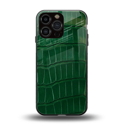 Croco Green back phone cover | glass case for iphone 16 pro max
