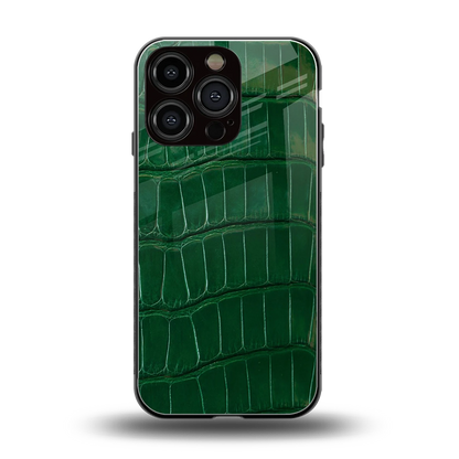 Croco Green back phone cover | glass case for iphone 16 pro