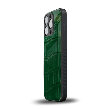 Croco Green iphone 16 pro mobile cover | shockproof glass phone case