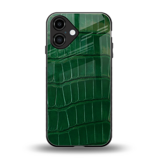 Croco Green back phone cover | glass case for iphone 16
