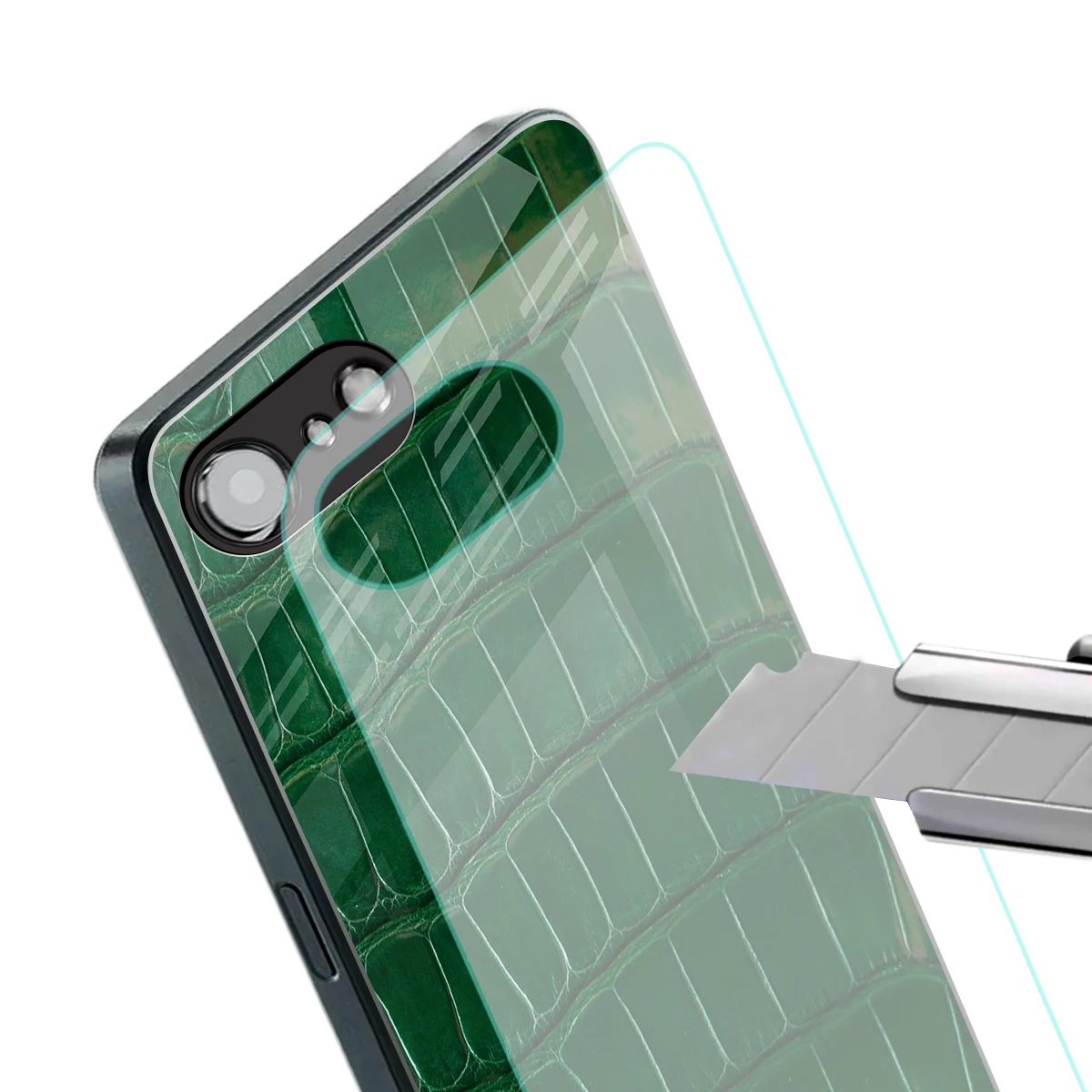 Croco Green stylish phone case for iphone 17e | glossy glass and slim fit