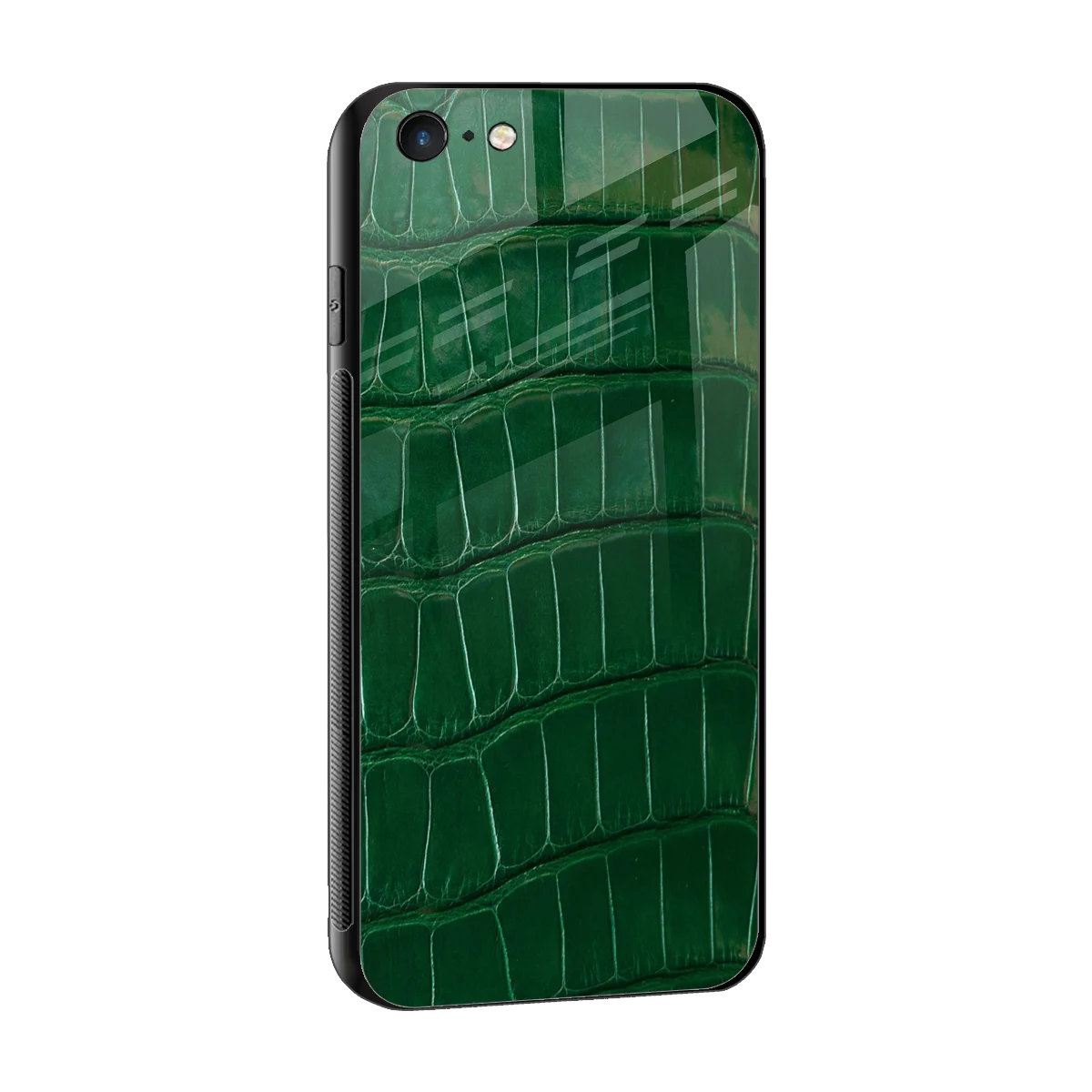 Croco Green sleek iphone 6 cover with tempered glass back and TPU edges