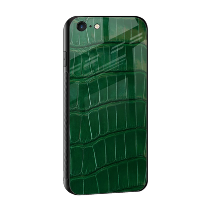Croco Green sleek iphone 6s plus cover with tempered glass back and TPU edges