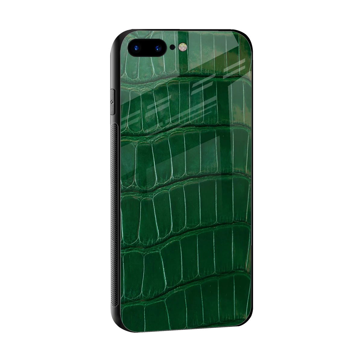 Croco Green sleek iphone 8 plus cover with tempered glass back and TPU edges