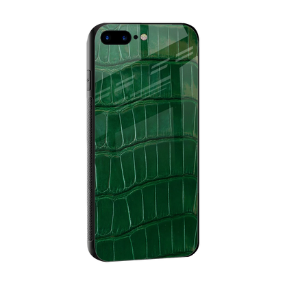 Croco Green sleek iphone 8 plus cover with tempered glass back and TPU edges