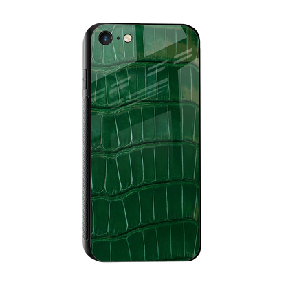 Croco Green sleek iphone 7 cover with tempered glass back and TPU edges