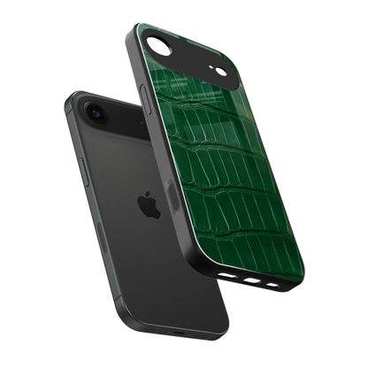 Croco Green sleek iphone air cover with tempered glass back and TPU edges
