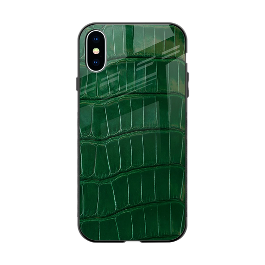 Croco Green back phone cover | glass case for iphone xs